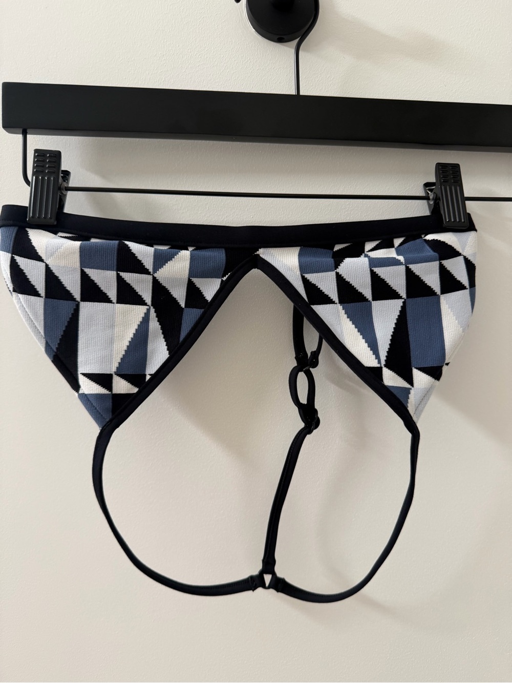 Seafolly Geometric Triangle Bikini Bottoms in Black, White & Blue